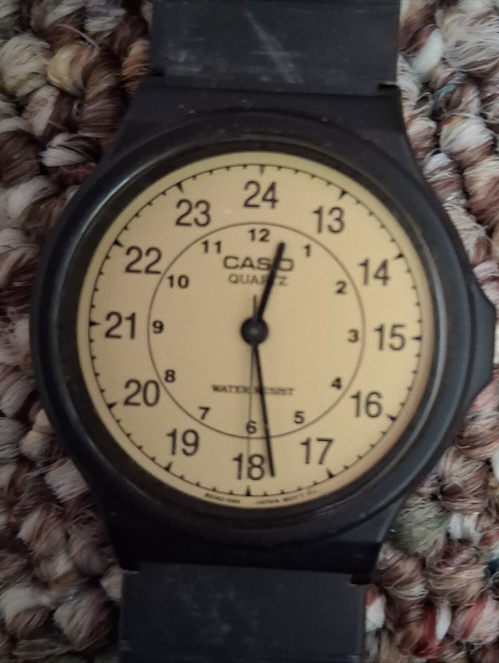 Casio Womens Quartz Analog Watch Gold Dial With Black Band Water Resistant